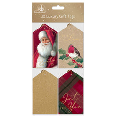 20pc Christmas/Santa Luxury Gift Tags/Labels with Coordinating Strings - Perfect Christmas Craft Gift