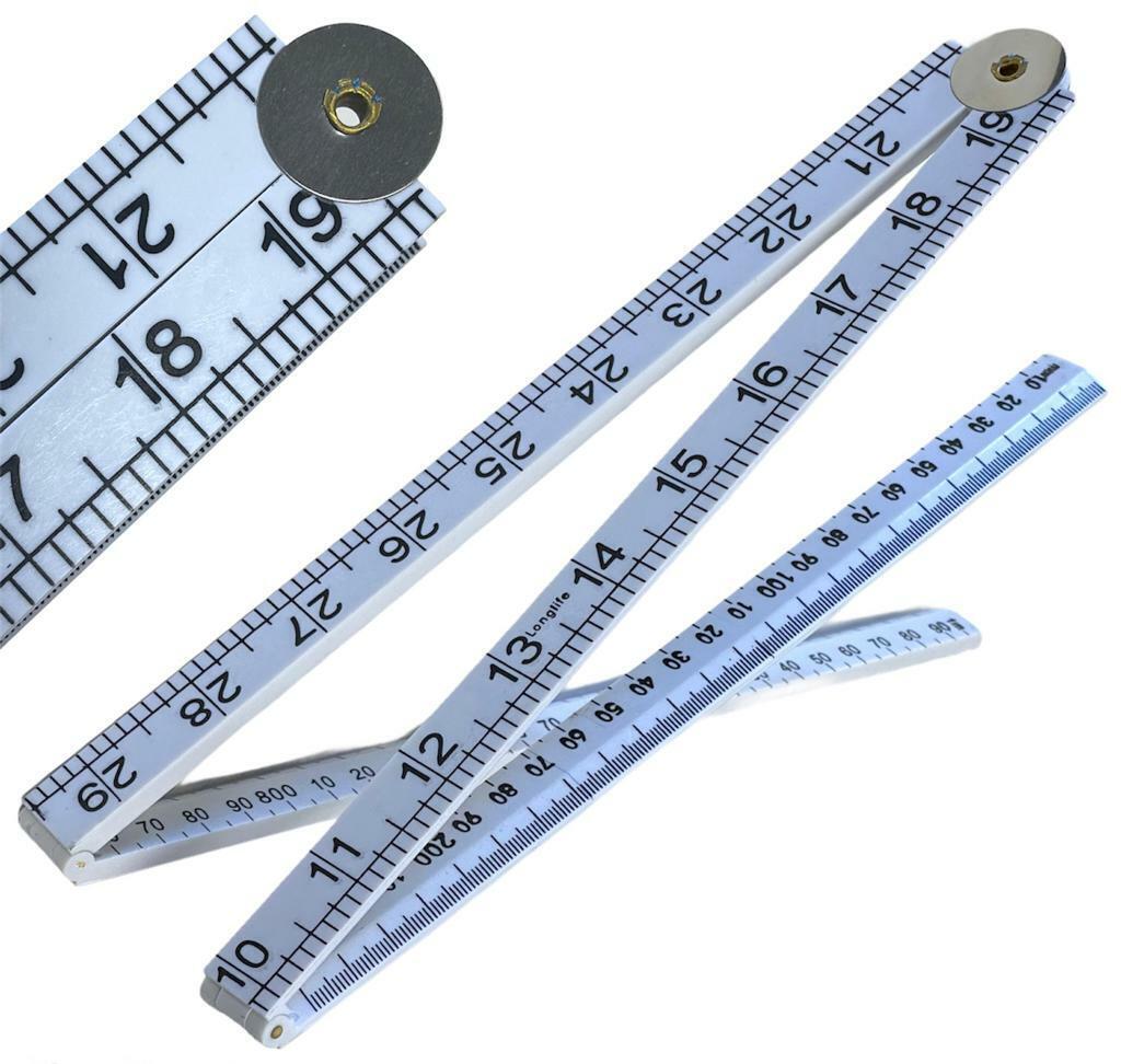 1 Metre Long Easy To Read Plastic Metric Imperial Folding Ruler-Essential DIY Rule Tool/Yard Stick For Carpenters