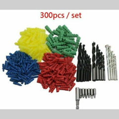 Heavy Duty Drill Bits Masonry Wood Metal Material & Wall Plug Set - 300 Pieces Multi-Surface Bit Set With Box