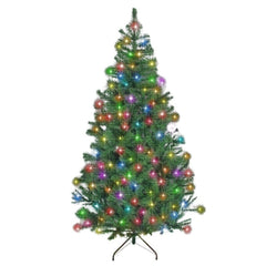 5FT Pre-Lit Christmas Tree with Fibre Optic LED Lights and Star Topper - 180 Tips and 180 LEDs - Perfect for Christmas Decoration