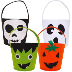 Halloween Pumpkin Trick or Treat Tote Bags - Soft Felt Candy Handbag (Set of 2)