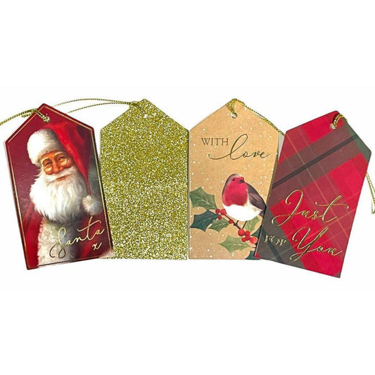 20pc Christmas/Santa Luxury Gift Tags/Labels with Coordinating Strings - Perfect Christmas Craft Gift