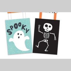 Cute Halloween Paper Trick or Treat Spooky Pumpkin Skeleton Party Bags - 2-Pack