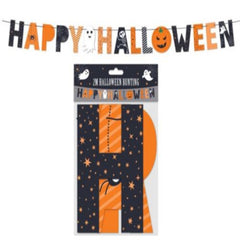 2m Happy Halloween Paper Bunting Decorations / Printable Pumpkin Banner for Kids' Spooky Party - Indoor & Outdoor