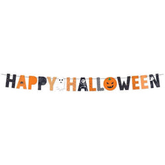 2m Happy Halloween Paper Bunting Decorations / Printable Pumpkin Banner for Kids' Spooky Party - Indoor & Outdoor