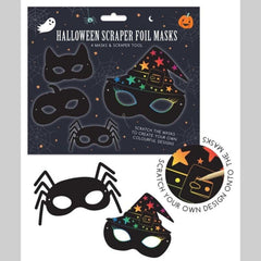 Pack of 4 Scratch Your Own Halloween Design Foil Art Masks - Cute & Spooky Crafts for Kids