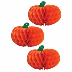 Halloween 3 Paper Honeycomb Hanging Pumpkin 3D Decorations - Spooky Fun Tissue Paper Scary Party Decor