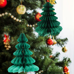 3pc Christmas/Xmas Honeycomb Paper Tree Tablescape Decoration - Perfect Christmas/Xmas Party Hanging Decor