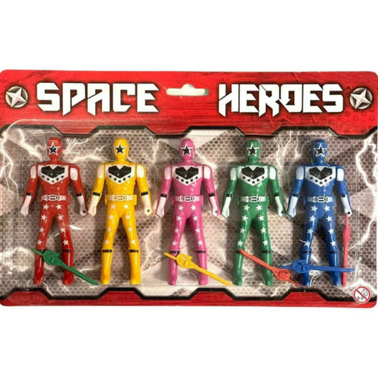 5 Pcs Kids Space Heroes Action Figures in Blister Pack - Party Bag Filler Kandytoys