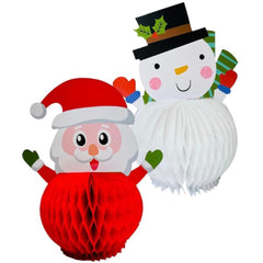 5 Piece Christmas Honeycomb Paper Tree, Santa & Snowman Tablescape Decorations - Perfect for Christmas Party Hanging Decor