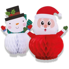 5 Piece Christmas Honeycomb Paper Tree, Santa & Snowman Tablescape Decorations - Perfect for Christmas Party Hanging Decor