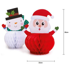 5 Piece Christmas Honeycomb Paper Tree, Santa & Snowman Tablescape Decorations - Perfect for Christmas Party Hanging Decor