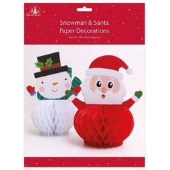 5 Piece Christmas Honeycomb Paper Tree, Santa & Snowman Tablescape Decorations - Perfect for Christmas Party Hanging Decor