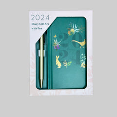 2024 Slim Week To View/WTV Luxury Woodland Print Diary With Pen Gift Set