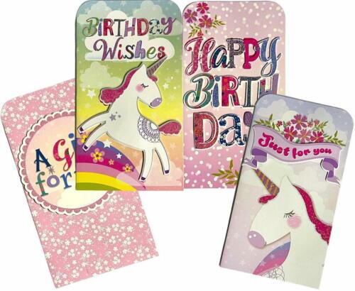 4 x Birthday Money Wallet + Envelope Cash Voucher Cute Card Gift For You Present