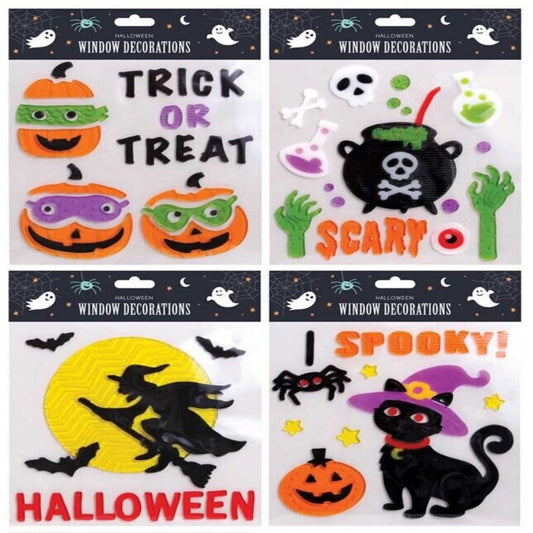 Halloween Character Gel Clings Window Stickers - Assorted Spooky Decorations