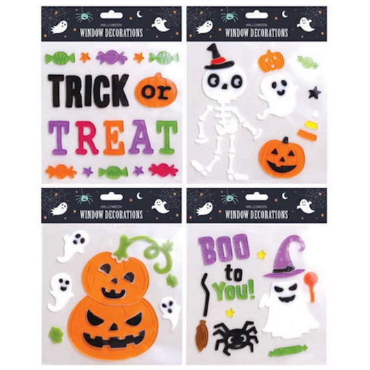 Halloween Character Gel Clings Window Stickers - Assorted Spooky Decorations