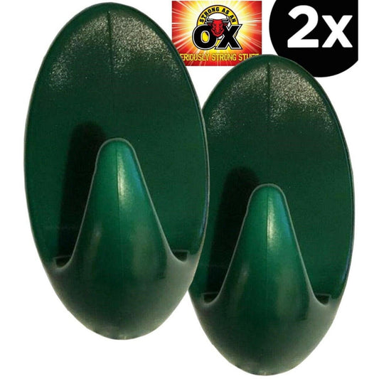 2 x Extra Strong Removable Strip Green Xmas Wreath Door Hanging Hook Mount Holds